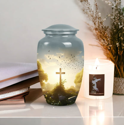 Large Celtic Cross Cremation Urns, ideal for funeral decorations and suitable for both women and adults