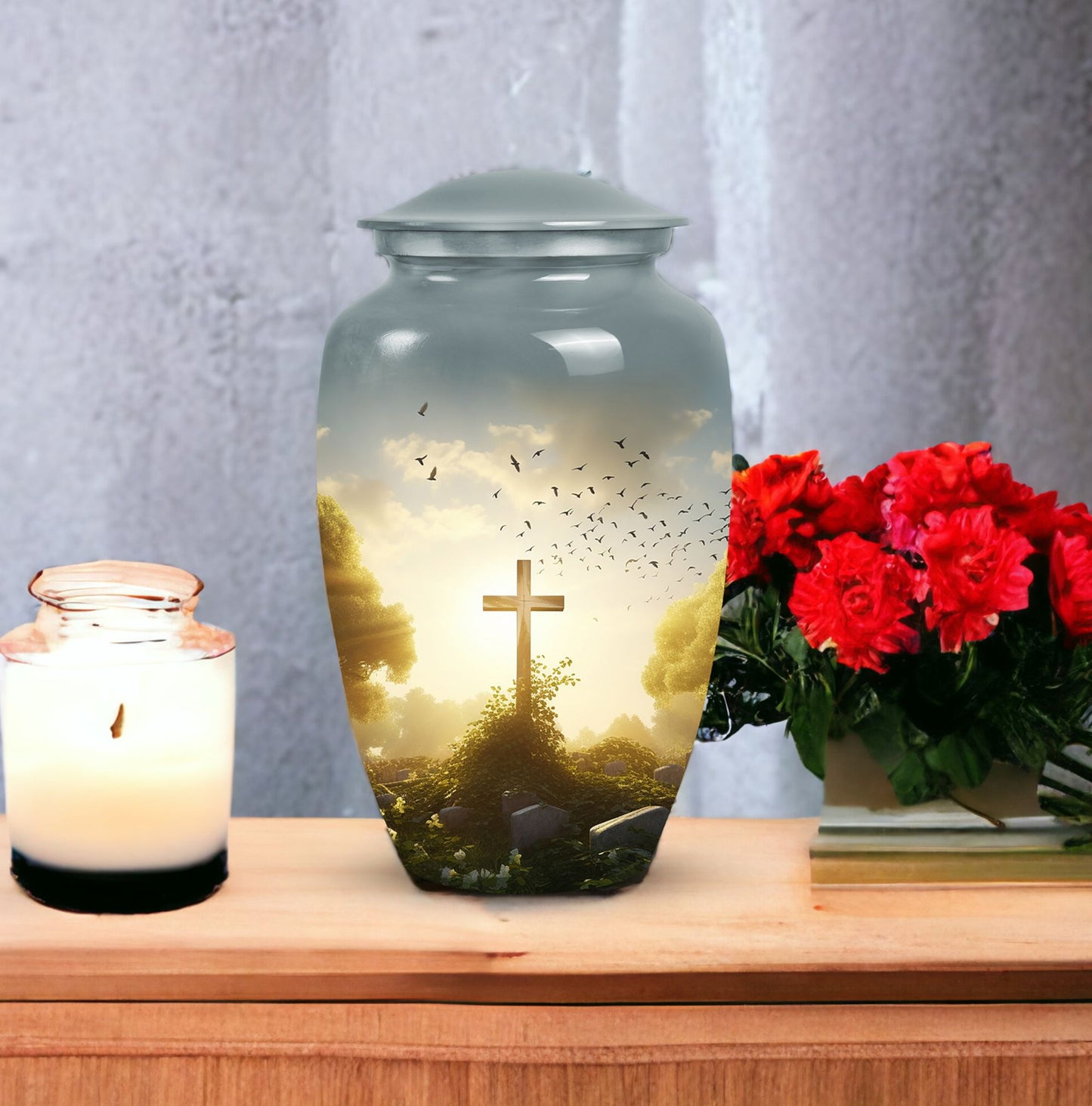 Large Celtic Cross Cremation Urns, ideal for funeral decorations and suitable for both women and adults