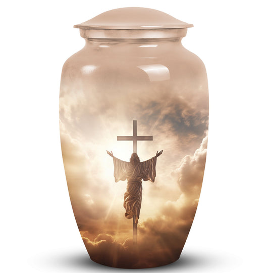 Elegant Jesus urn for adults, ideal for cremation and memorial use, featuring unique mosaic design