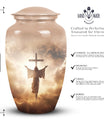 Elegant Jesus urn for adults, ideal for cremation and memorial use, featuring unique mosaic design