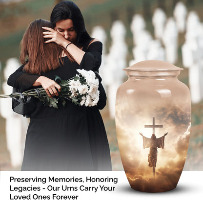 Elegant Jesus urn for adults, ideal for cremation and memorial use, featuring unique mosaic design