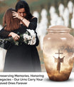 Elegant Jesus urn for adults, ideal for cremation and memorial use, featuring unique mosaic design