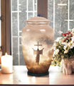 Elegant Jesus urn for adults, ideal for cremation and memorial use, featuring unique mosaic design