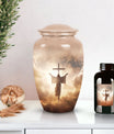 Elegant Jesus urn for adults, ideal for cremation and memorial use, featuring unique mosaic design