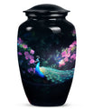 Elegant Peacock-themed cremation urn for adult, suitable for preserving ashes of mother or father