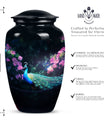 Elegant Peacock-themed cremation urn for adult, suitable for preserving ashes of mother or father