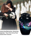 Elegant Peacock-themed cremation urn for adult, suitable for preserving ashes of mother or father