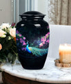 Elegant Peacock-themed cremation urn for adult, suitable for preserving ashes of mother or father