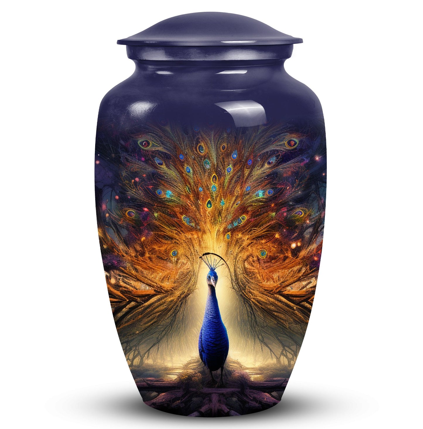Unique peacock urn for storing adult human ashes, suitable for mom's cremated remains