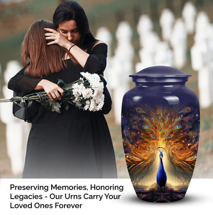 Unique peacock urn for storing adult human ashes, suitable for mom's cremated remains