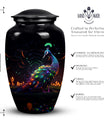 Female adult peacock urn for human ashes, suitable for men, durable cremation urn for adult ashes