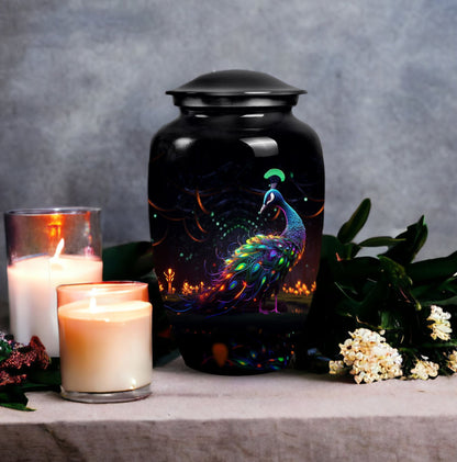 Female adult peacock urn for human ashes, suitable for men, durable cremation urn for adult ashes
