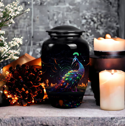 Female adult peacock urn for human ashes, suitable for men, durable cremation urn for adult ashes