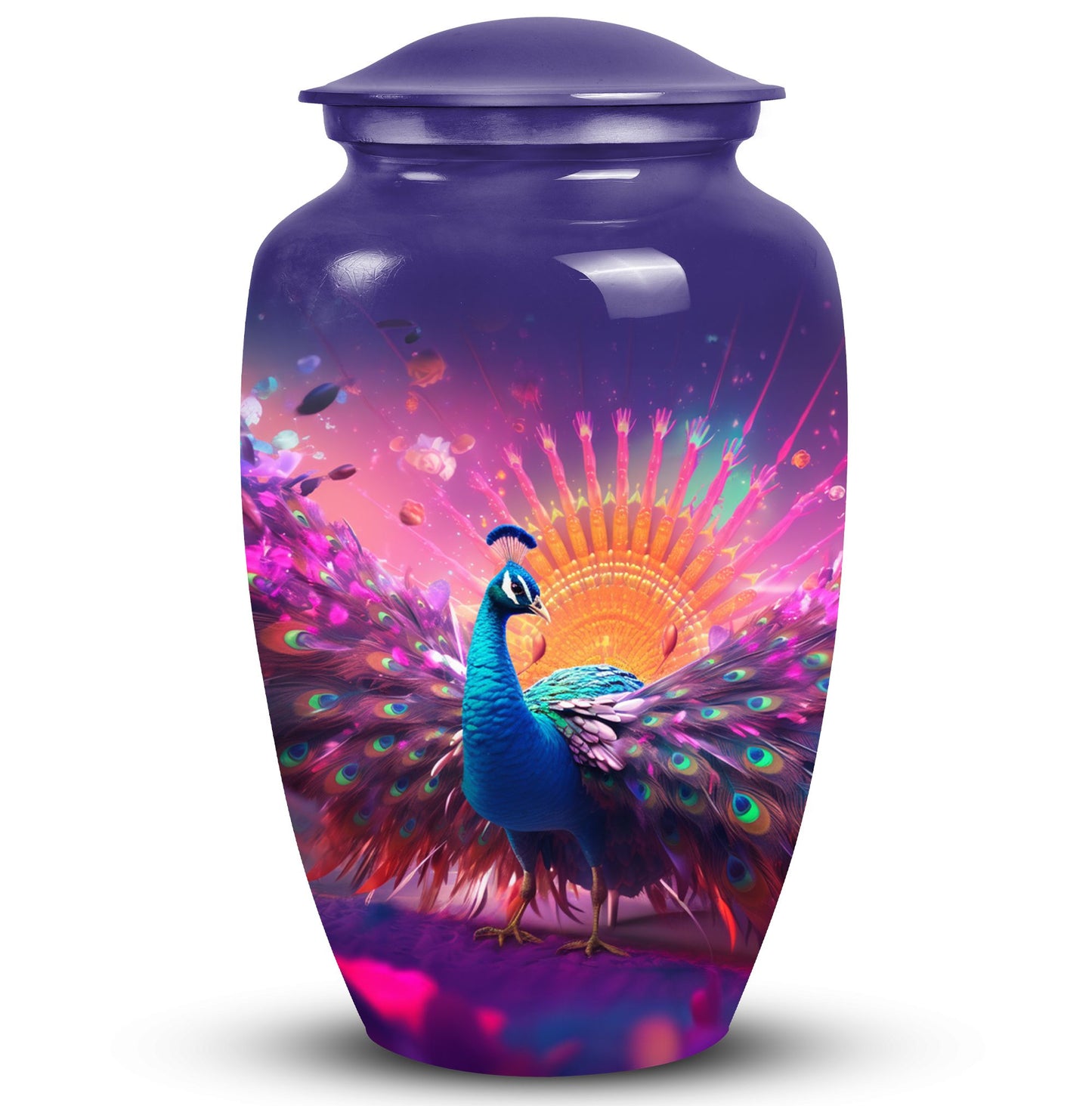 Decorative Peacock urn for human ashes, suitable for burial of male and female adults