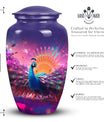 Decorative Peacock urn for human ashes, suitable for burial of male and female adults