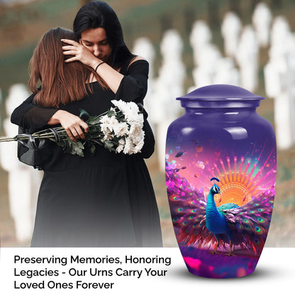 Decorative Peacock urn for human ashes, suitable for burial of male and female adults