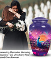 Decorative Peacock urn for human ashes, suitable for burial of male and female adults