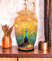 Elegantly designed Peacock-themed cremation urn for storing human ashes, suitable for both adult males and females.