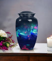 Peacock design adult cremation urn for human ashes
