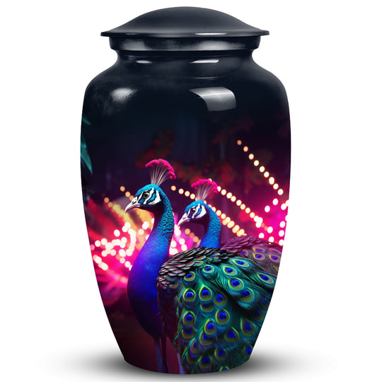 Decorative Peacock urn for adult human ashes, ideal for funeral decorations or burial, suitable for women
