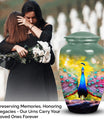 Elegant peacock-themed mosaic cremation urn for men and women, suitable for human ashes