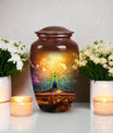 Beautiful peacock designed cremation urn for women, ideal for burying adult male ashes