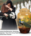Elegant Peacock themed funeral urn, suitable for adult male human ashes