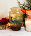 Elegant Peacock themed funeral urn, suitable for adult male human ashes