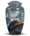 Elegant peacock themed urn for adult male human ashes, medium size urn option for storing ashes discretely