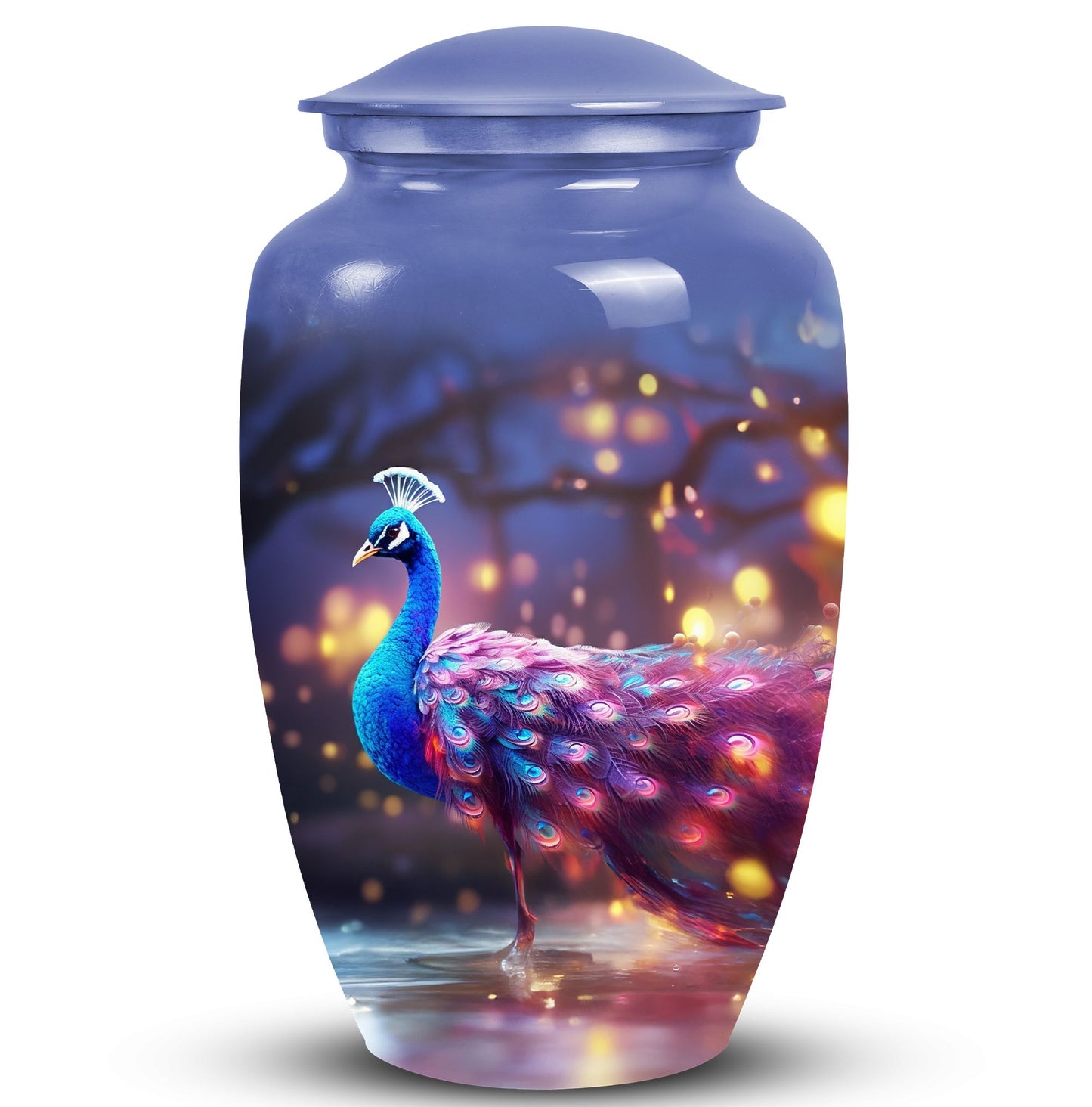 Unique metal peacock design funeral urn for ashes of adults, perfect keepsake for a beloved grandfather