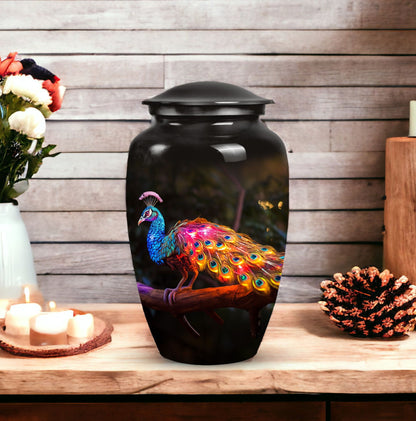 Large peacock urns for women, unique funeral urns for adult ashes, suitable urn for mom's ashes