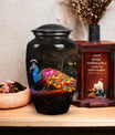 Large peacock urns for women, unique funeral urns for adult ashes, suitable urn for mom's ashes