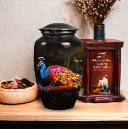 Large peacock urns for women, unique funeral urns for adult ashes, suitable urn for mom's ashes
