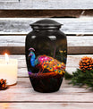 Large peacock urns for women, unique funeral urns for adult ashes, suitable urn for mom's ashes
