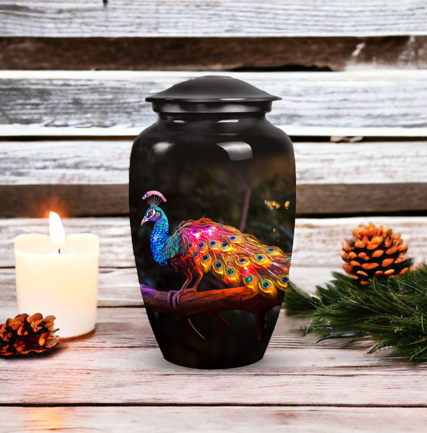 Large peacock urns for women, unique funeral urns for adult ashes, suitable urn for mom's ashes