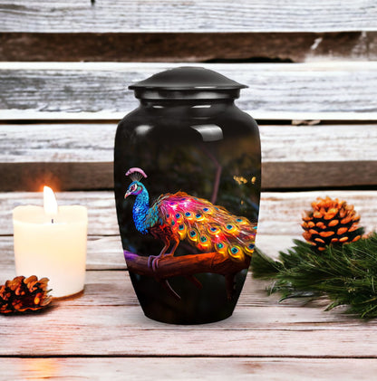 Large peacock urns for women, unique funeral urns for adult ashes, suitable urn for mom's ashes