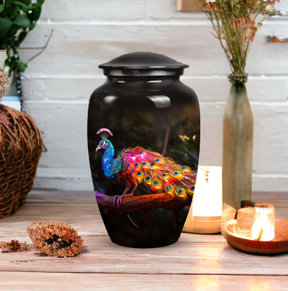 Large peacock urns for women, unique funeral urns for adult ashes, suitable urn for mom's ashes