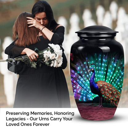 Elegant Peacock ash urn for cremation, suitable storage for men's or women's ashes, ideal for mother's memorial