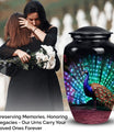 Elegant Peacock ash urn for cremation, suitable storage for men's or women's ashes, ideal for mother's memorial