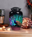 Elegant Peacock ash urn for cremation, suitable storage for men's or women's ashes, ideal for mother's memorial
