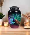 Elegant Peacock ash urn for cremation, suitable storage for men's or women's ashes, ideal for mother's memorial
