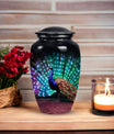 Elegant Peacock ash urn for cremation, suitable storage for men's or women's ashes, ideal for mother's memorial