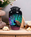 Elegant Peacock ash urn for cremation, suitable storage for men's or women's ashes, ideal for mother's memorial