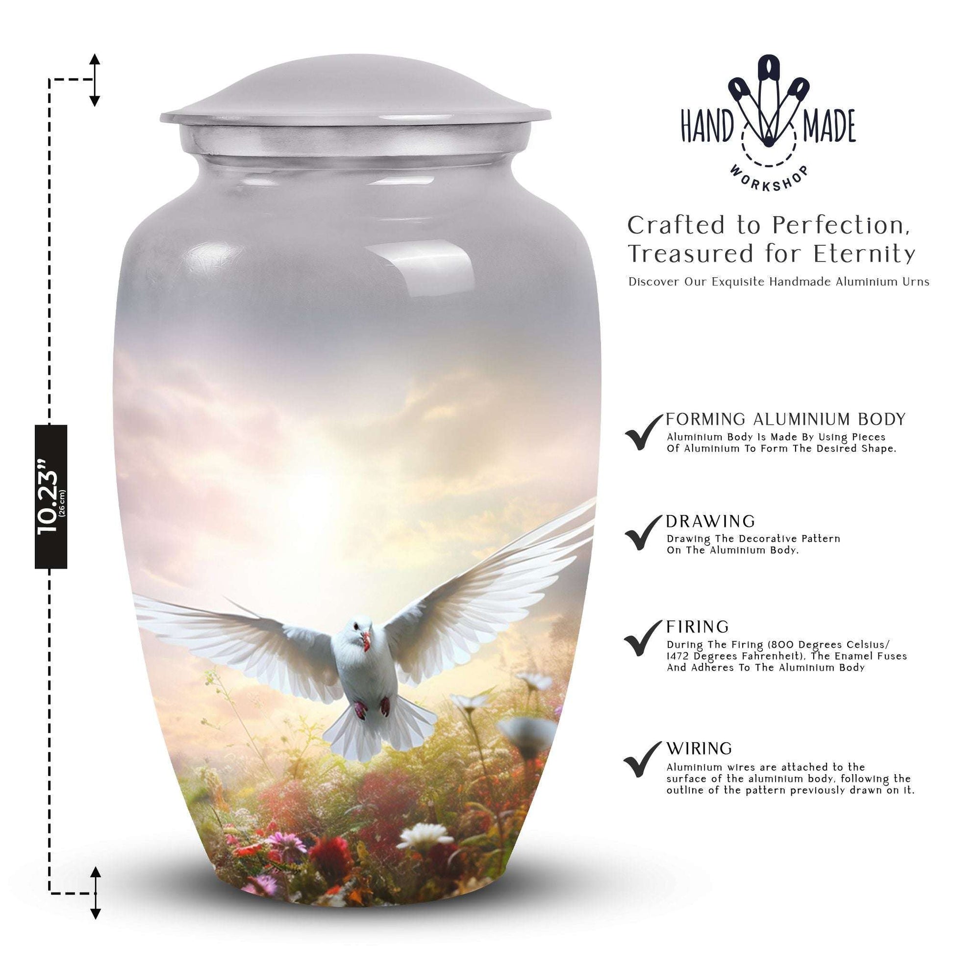 Elegant Dove Urn, a commemorative container for adult cremation ashes, suitable for both male and female