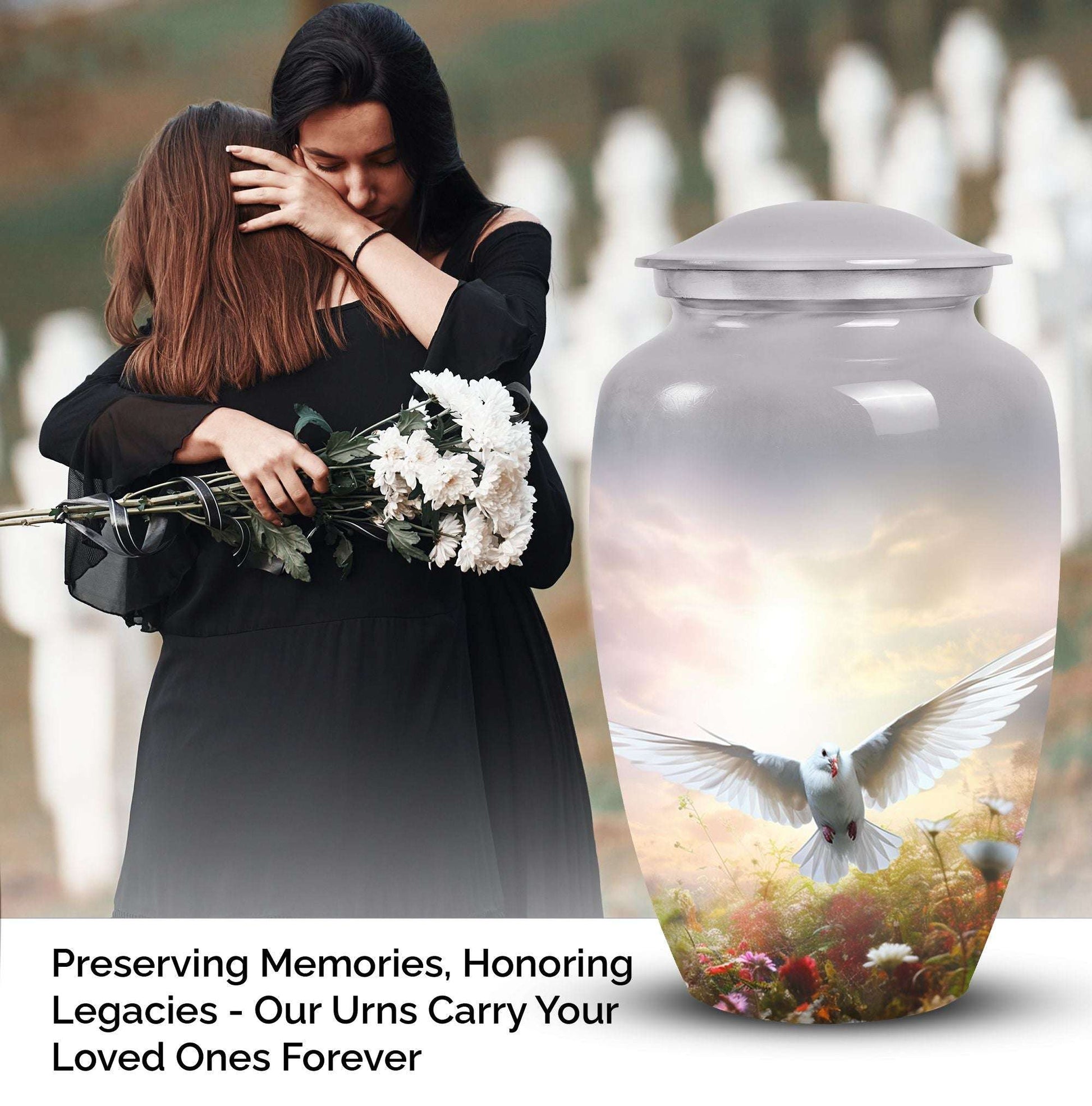 Elegant Dove Urn, a commemorative container for adult cremation ashes, suitable for both male and female