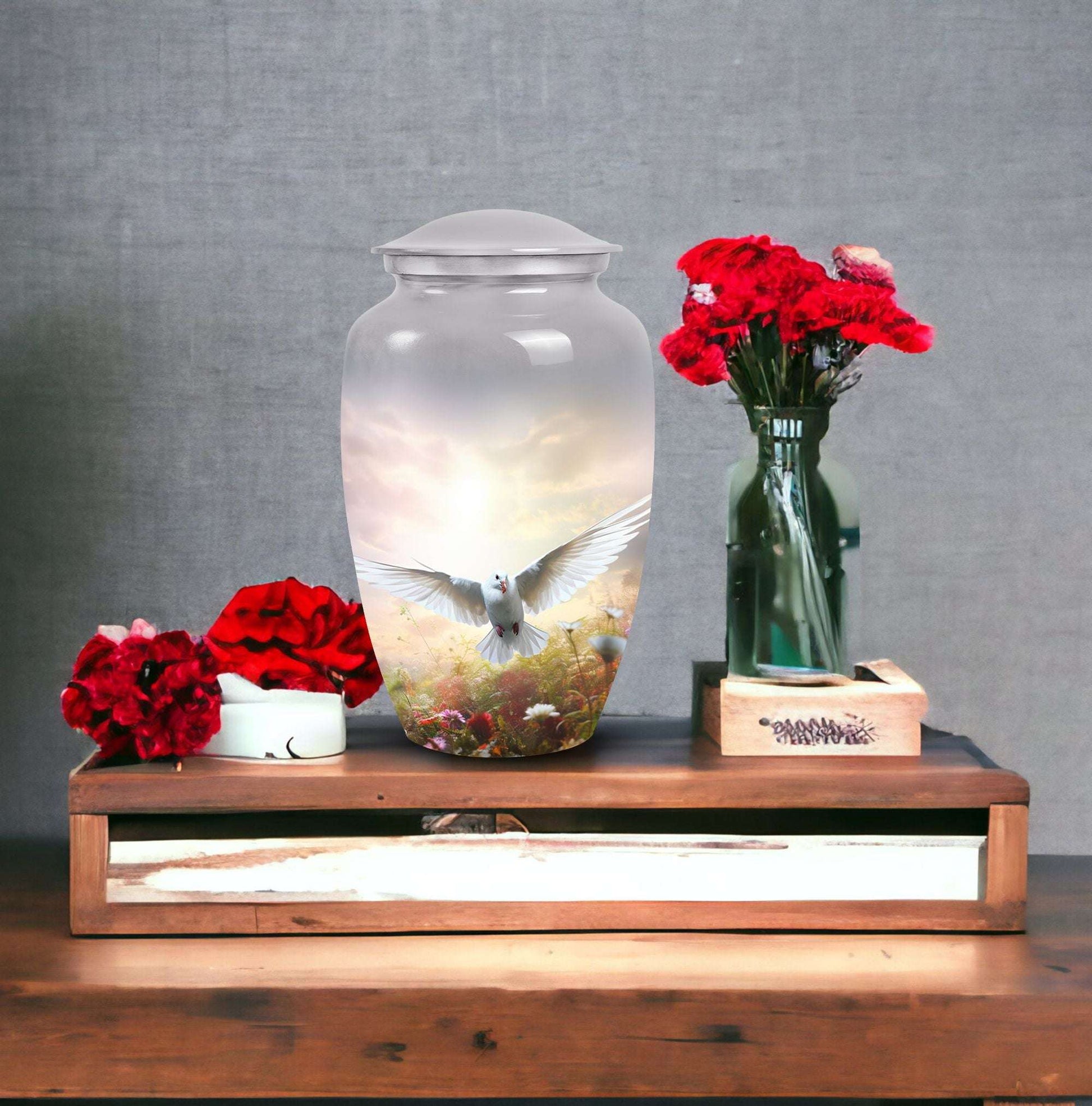 Elegant Dove Urn, a commemorative container for adult cremation ashes, suitable for both male and female