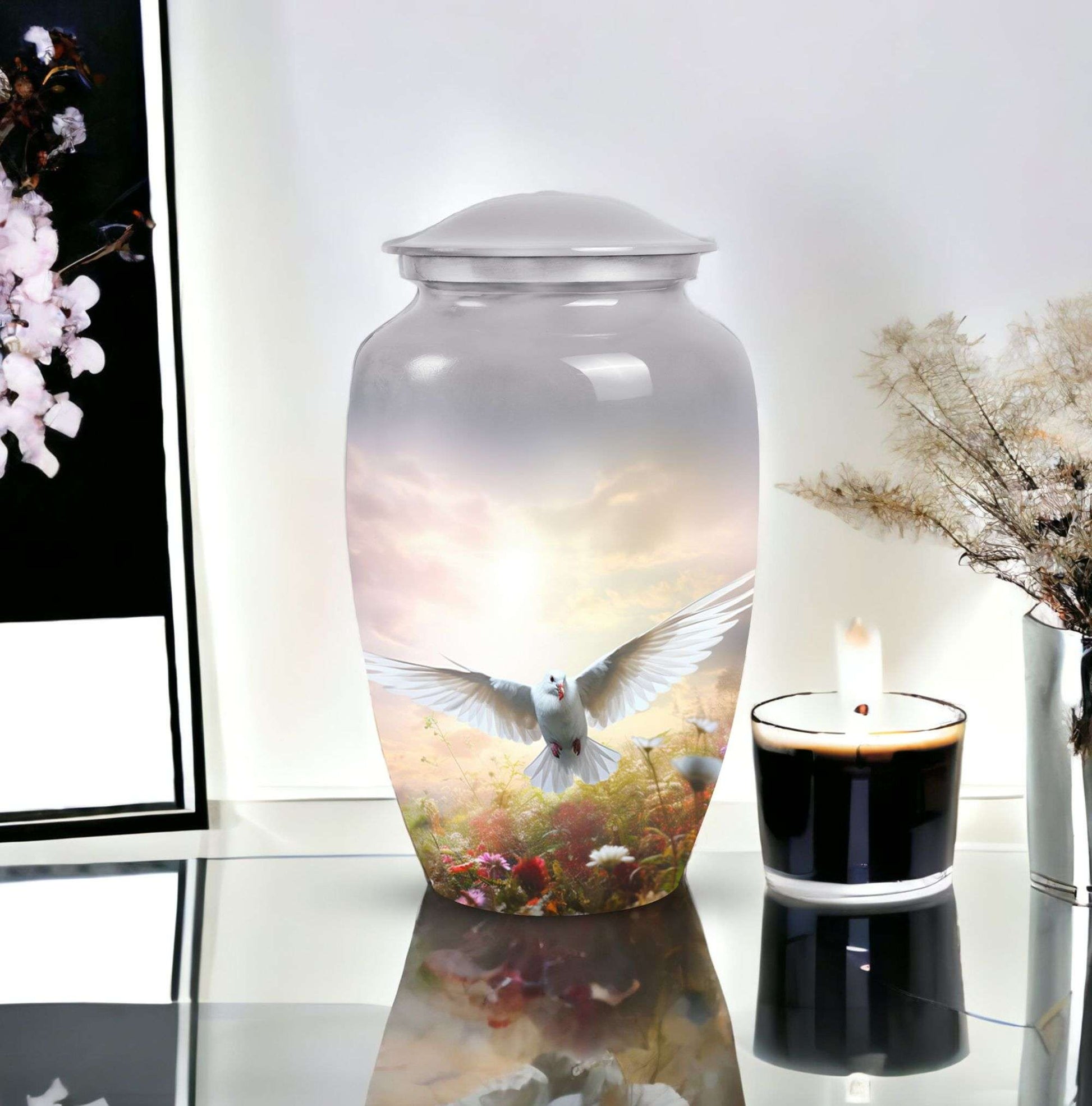 Elegant Dove Urn, a commemorative container for adult cremation ashes, suitable for both male and female