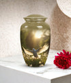 Photo of a dove-themed cremation urn meant for storing adult female human ashes.