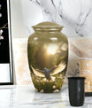 Photo of a dove-themed cremation urn meant for storing adult female human ashes.