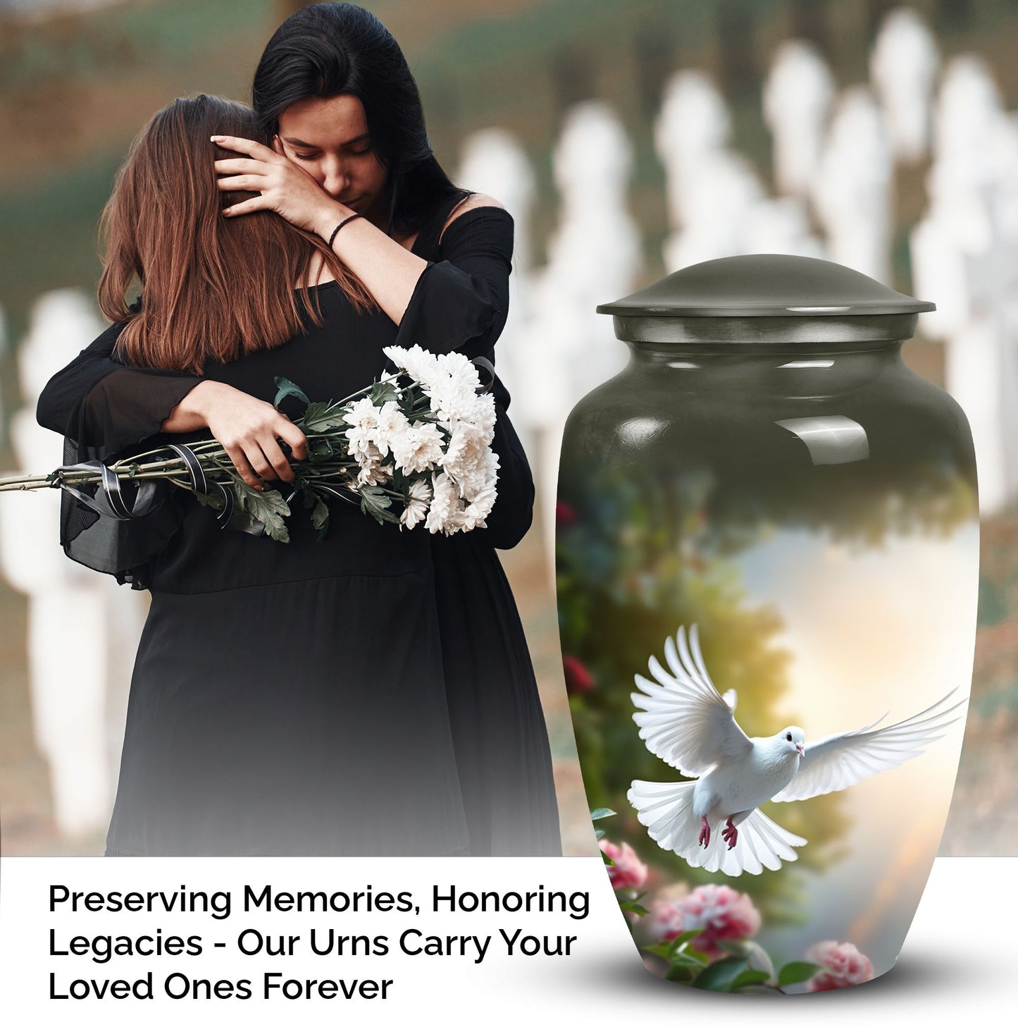 Dove designed Urn for storing human ashes, suitable for adults and unique choice for mom's cremains